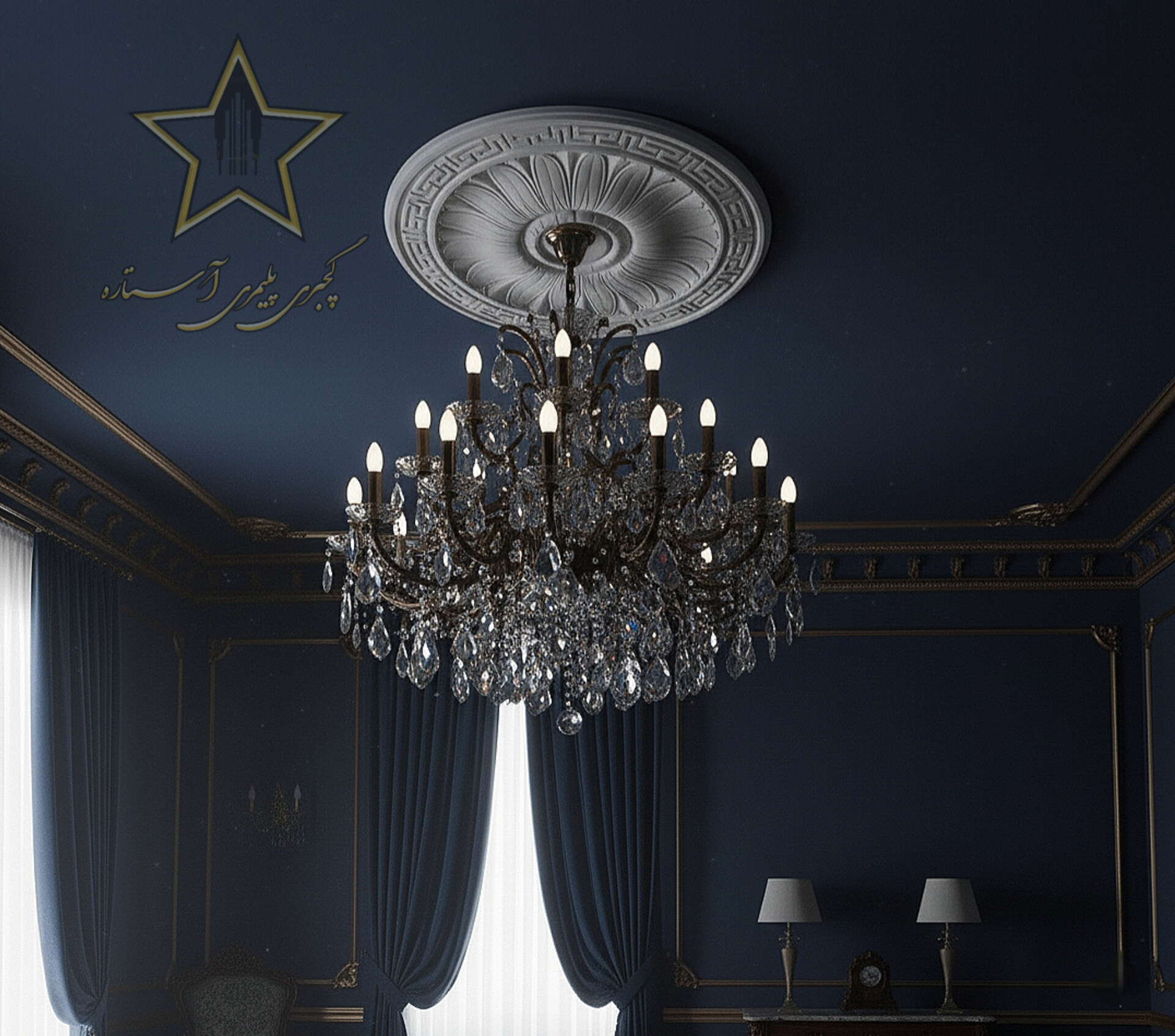 دور لامپی آماده از جنس فوم پلی استایرن آستاره کد R05